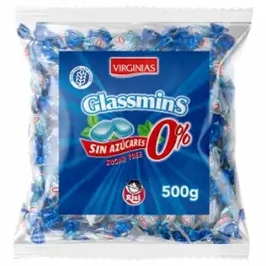 Caramelos sabor mentolado sin azúcar Glassmins Virginias sin gluten 500 g.