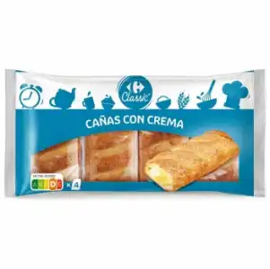Cañas rellenas de crema Classic' Carrefour 250 g.
