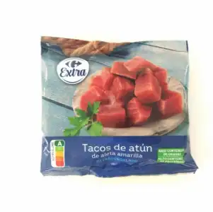 Tacos de atún de aleta amarilla congelado Extra Carrefour 255 g.