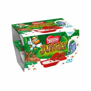 Yogur azucarado y trocitos de galleta recubiertos de chocolate con leche Nestlé Jungly pack 2 unidades 105 g.