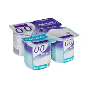 Yogur sin lactosa natural Hacendado 0% materia grasa 0% sin azúcares añadidos 4 ud. X 0.125 kg