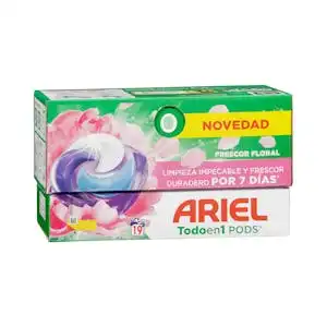 Detergente ropa todo en 1 frescor floral Ariel Pods en cápsulas