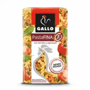 Espirales de tomate y espinacas pasta fina Gallo 400 g.