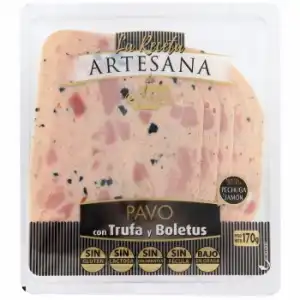 Jamón de pavo cocido trufado con boletus Receta Artesana El Pozo sin gluten y son lactosa 170 g