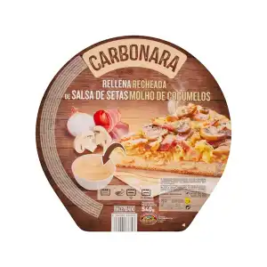 Pizza carbonara rellena de salsa de setas Hacendado ultracongelada 0.54 kg