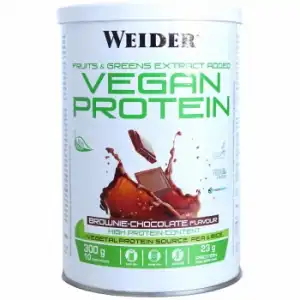 Proteína vegana de chocolate Weider sin gluten 300 g.