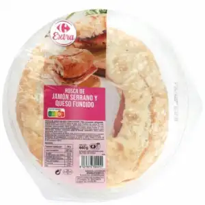 Rosca de jamón serrano y queso Carrefour Extra 440 g.