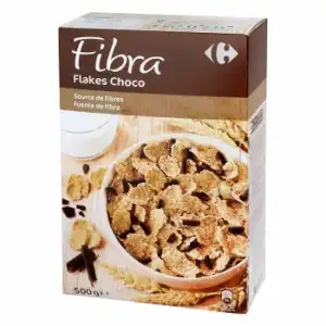 Cereales con chocolate Fibra Carrefour 500 g.