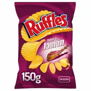 Patatas fritas sabor jamón Ruffles 150 g.