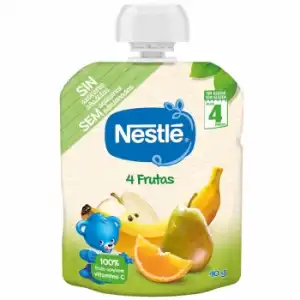 Bolsita 4 Frutas desde 4 meses Nestlé sin gluten 90 g.