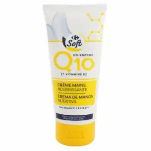 Crema de manos nutritiva para pieles maduras y secas Q10 Carrefour 100 ml.