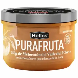 Fruta para untar de melocotón Pura Fruta Helios sin gluten 250 g.