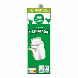 Leche desnatada Carrefour brik 1 l.