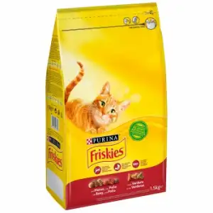 Pienso de buey, pollo y verduras para gato adulto Purina Friskies 1,5 Kg