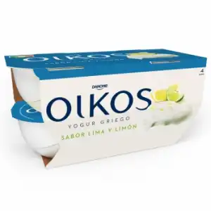 Yogur griego sabor lima limón Danone Oikos sin gluten pack de 4 unidades de 110 g.