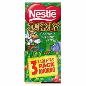 Chocolate con leche y galleta Jungly Nestlé 375 g.