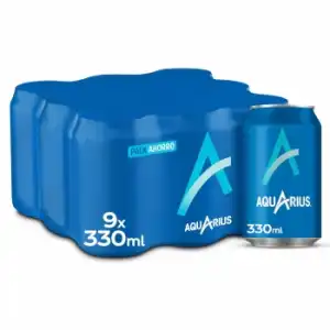 Aquarius sabor limón pack de 9 latas de 33 cl.