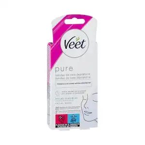 Bandas de cera facial Pure Veet piel sensible Paquete 1 ud