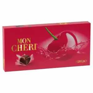 Bombones de chocolate negro rellenos de licor de cereza Ferrero Mon Chéri sin gluten estuche de 158 g.