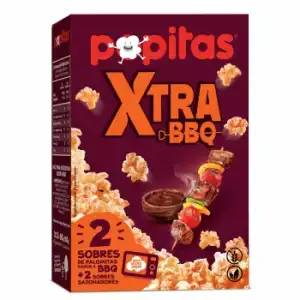 Palomitas sabor barbacoa para microondas Xtra Bbq Popitas sin gluten pack de 2 unidades de 80 g.