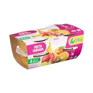 Papilla fruta variada +4 meses Hacendado 4 tarritos X 0.13 kg