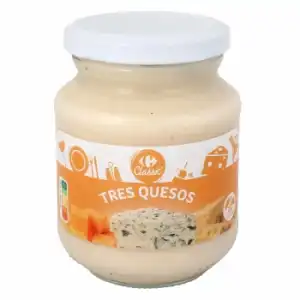 Salsa tres quesos Carrefour sin gluten tarro 300 g.