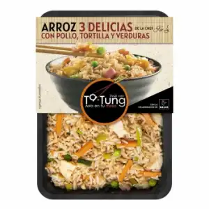 Arroz 3 Delicias con pollo, tortilla y verduras Ta-Tung 280 g.