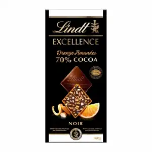 Chocolate negro 70% con naranja y almendra Lindt Excellence 100 g.