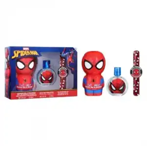 Estuche Spider-Man: agua de colonia 50 ml, gel de ducha -champú 2D 400 ml y pulsera.