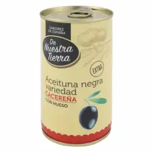 Aceitunas Negras con Hueso Manzanilla Cacereña de Nuestra Tierra 350 g.