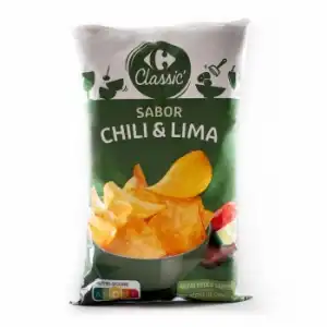 Patatas fritas sabor chili y lima Classic Carrefour 130 g.