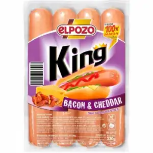 Salchichas de Bacon-Cheddar King El Pozo sin gluten 330 g.