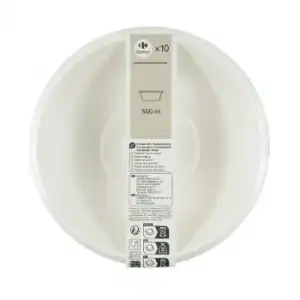 Set 10 Boles de Caña de Azúcar 500 ml CARREFOUR HOME - Blanco