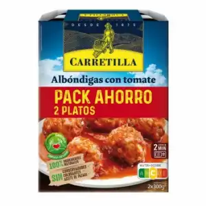 Albóndigas con salsa de tomate Carretilla sin aceite de palma pack 2 unidades de 300 g.