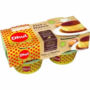 Flan de huevo al baño María Dhul sin gluten pack de 4 unidades de 110 g.