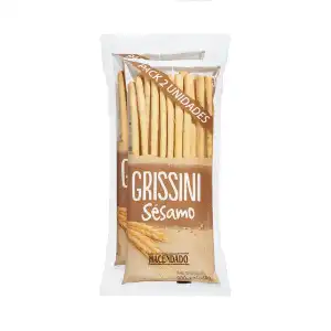 Grissini palitos de pan con sésamo Hacendado 2 paquetes X 0.1 kg