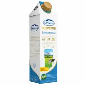 Leche semidesnatada ultrafiltrada Suprema Central Lechera Asturiana sin lactosa brik 1 l.
