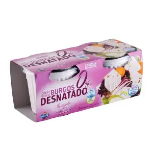 Queso fresco Burgos desnatado Hacendado 0% materia grasa 2 tarrinas X 0.25 kg