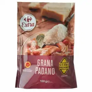 Queso rallado grana padano DOP Carrefour Extra 100 g.