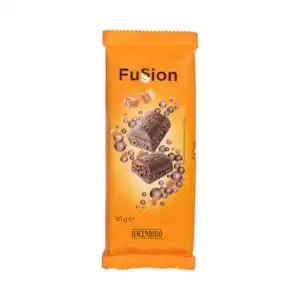 Chocolate con leche Fussion Hacendado relleno de caramelo con leche aireado