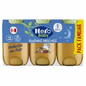 Tarritos Buenas Noches con Pollo y Verduras Hero Baby 6x190 grs