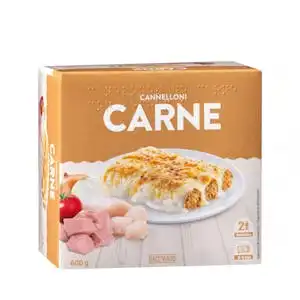 Canelones de carne con bechamel Hacendado ultracongelados Caja 0.6 kg