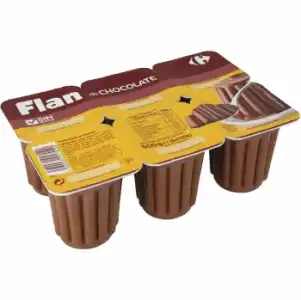 Flan de chocolate Carrefour sin gluten pack de 6 unidades de 100 g.