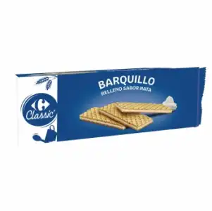 Galletas de barquillo rellenas sabor nata Carrefour 210 g.