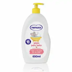 Jabón para baño con leche de almendras dulces para cuerpo y cabello Nenuco 650 ml.