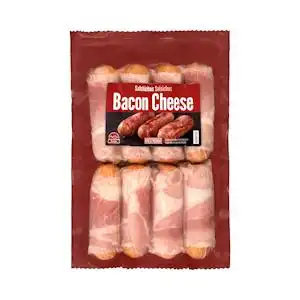 Mini salchichas Bacon Cheese Hacendado con queso envueltas en bacon