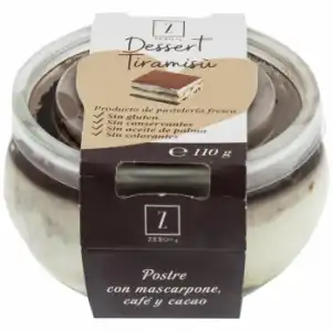 Tiramisú con mascarpone café y cacao Zero+4 sin gluten 110 g.