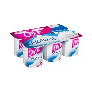 Yogur natural Hacendado 0% materia grasa 0% sin azúcares 6 ud. X 0.125 kg