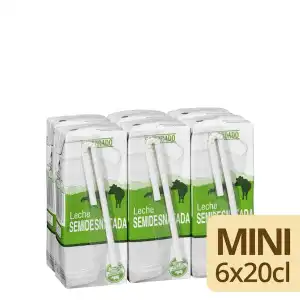 Leche semidesnatada Hacendado 6 mini bricks X 200 ml