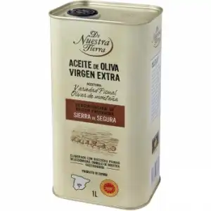 Aceite de oliva virgen extra De Nuestra Tierra lata 1 l.